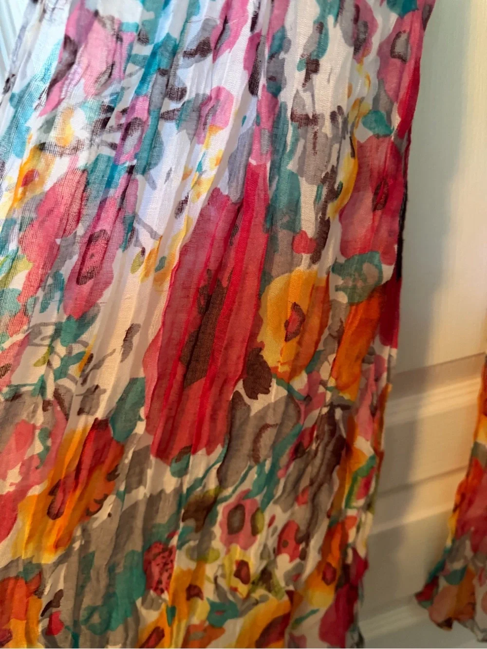 Lightweight, Colorful Watercolor Floral Scarf
